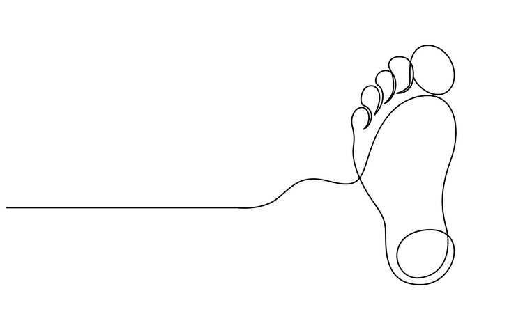 Vetor um desenho de linha contínua de pé descalço elegança perna feminina em estilo linear simples