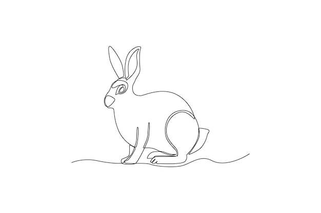 Um desenho de linha contínua de um coelho conceito animal ilustração gráfica vetorial de design de desenho de linha única