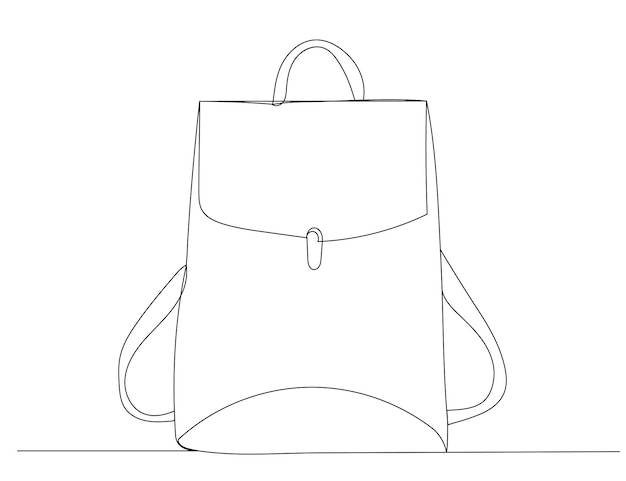 Um desenho de linha contínua de um vetor isolado de mochila