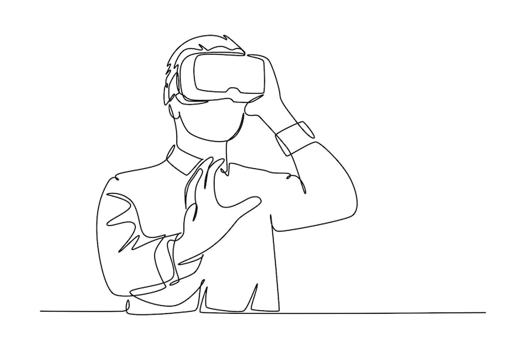 Vetor um desenho de linha contínua do conceito de jogo virtual ilustração vetorial do doodle