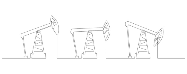 Um desenho de linha contínua do jack da bomba de óleo ícone de sondas de perfuração e indústria de comércio de petróleo em estilo linear simples conceito de energia não renovável ilustração vetorial de curso editável