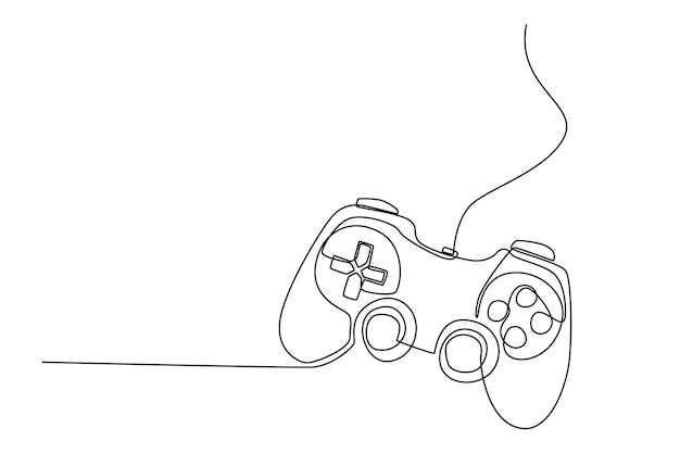 Vetor um desenho de linha contínua do sinal de estilo linear joystick para o conceito de equipamento de jogo móvel ilustração gráfica vetorial de design de desenho de linha única