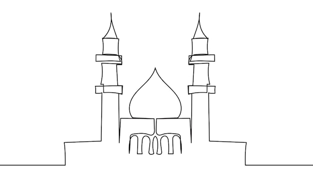 Um desenho de linha contínuo da mesquita