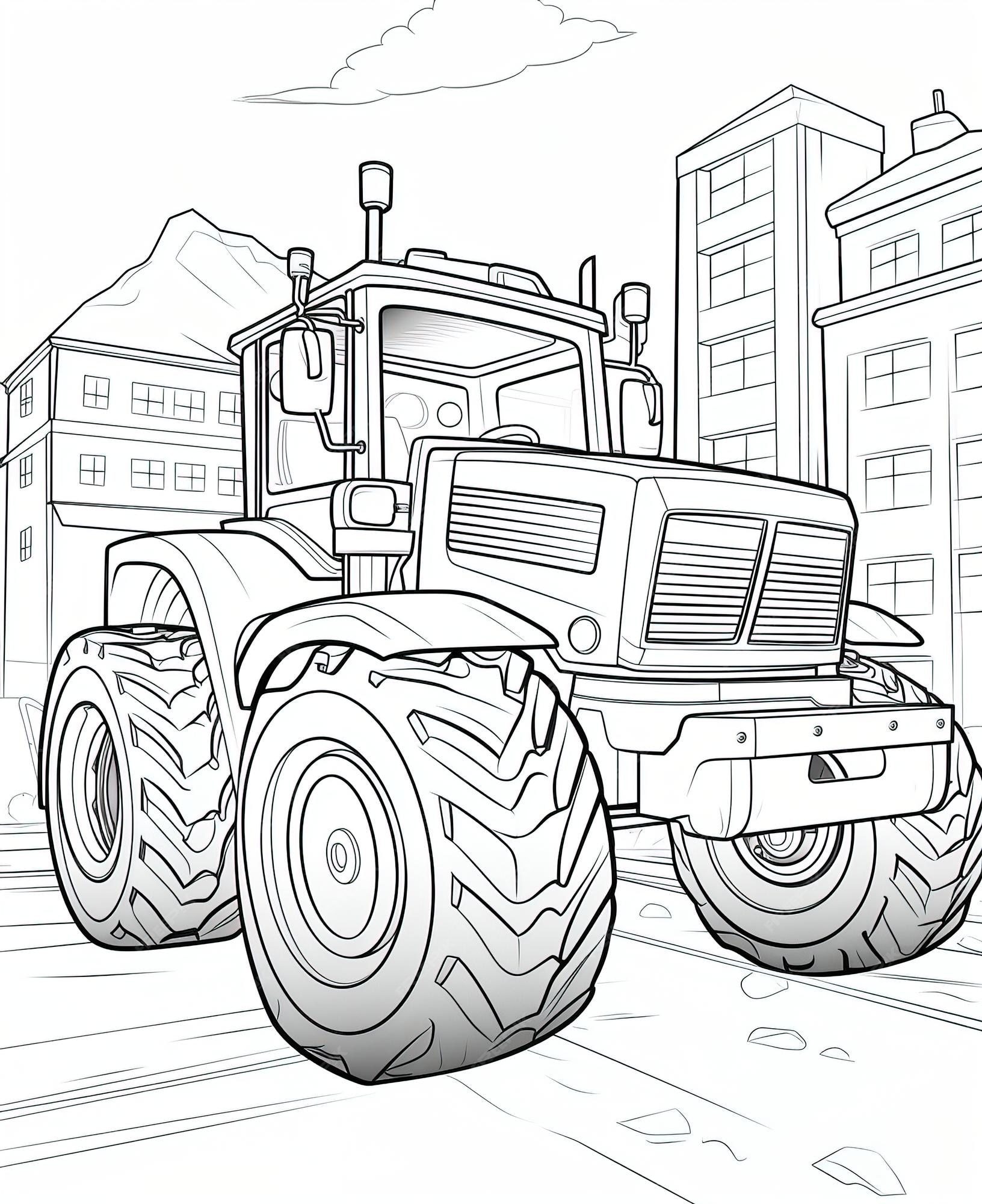 Desenho de Tractor agrícola para colorir