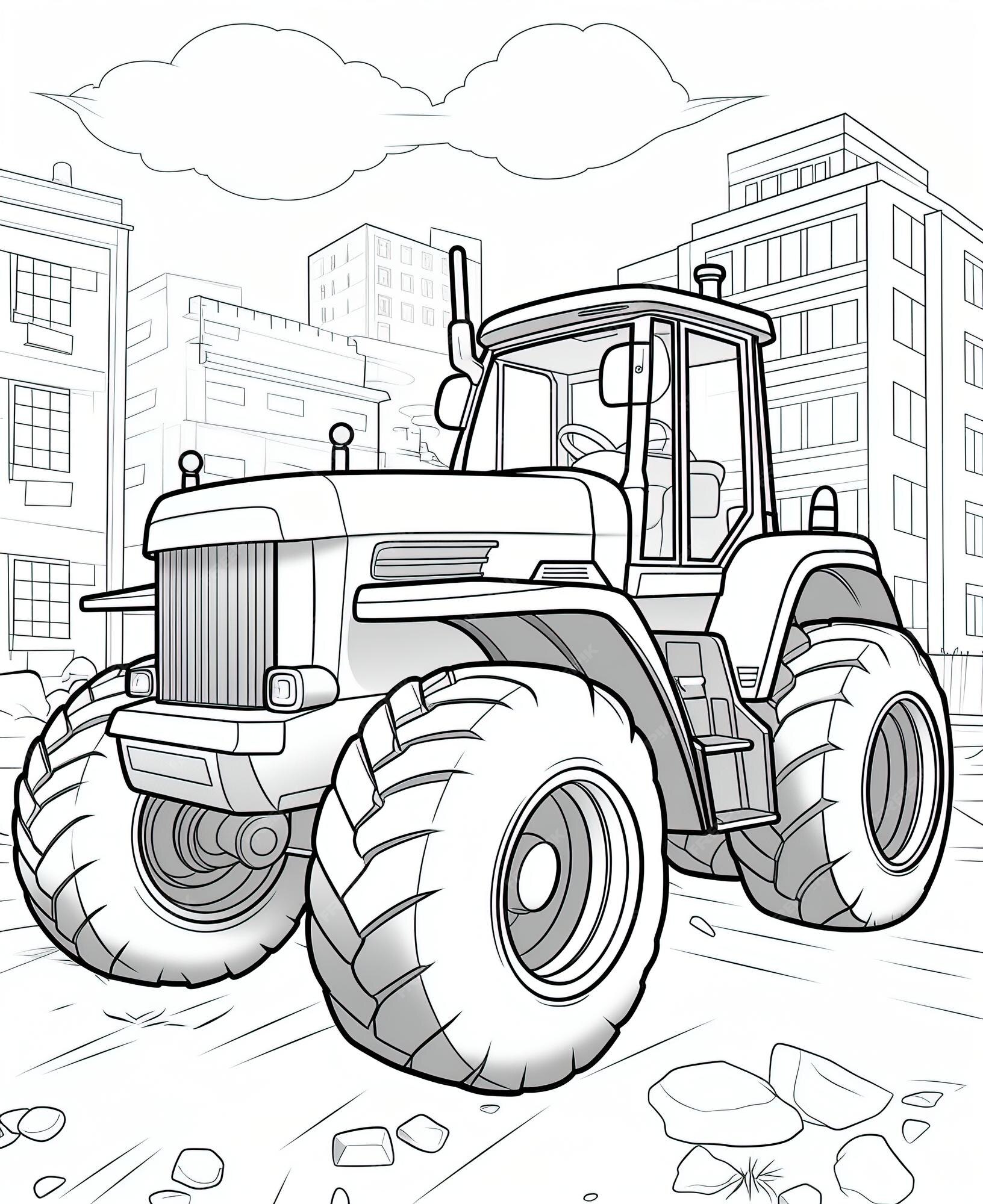 Desenhos animados de tractor para colorir livro