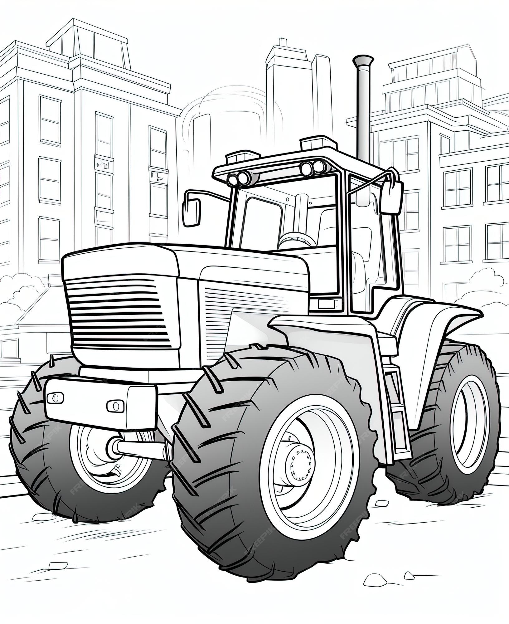 Desenhos animados de tractor para colorir livro