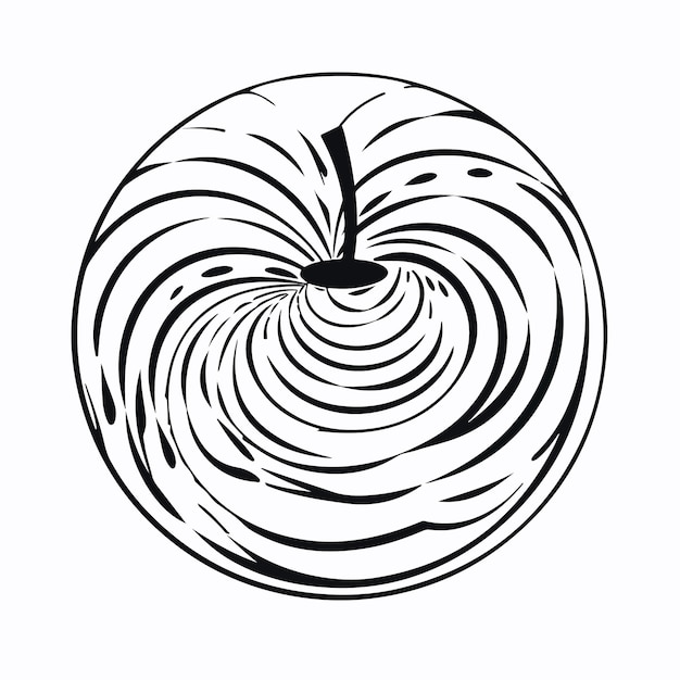 Um desenho de maçã com cores preto e branco