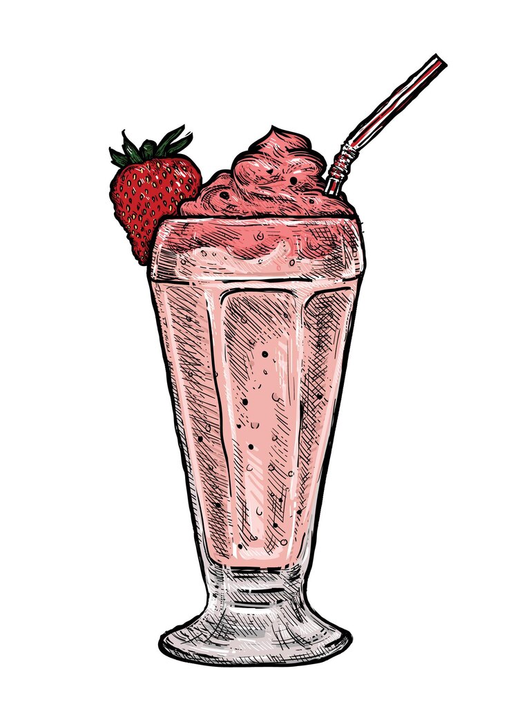 Vetor um desenho de morango com uma imagem de morango nele