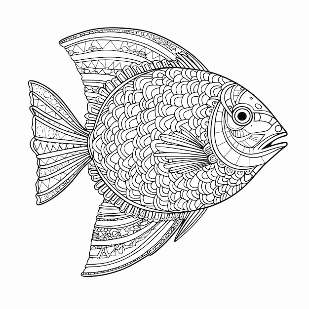 Vetor um desenho de peixe com um padrão que diz peixe.