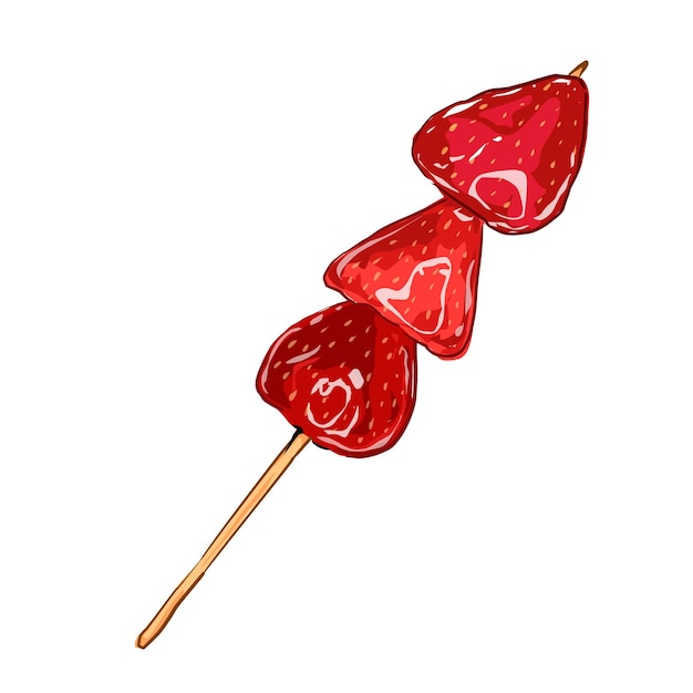 Um desenho de pirulitos vermelhos com um coração no topo.