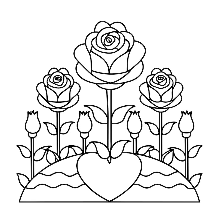 Vetor um desenho de rosas com um coração que diz " rosas "