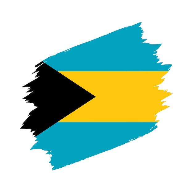 Vetor um desenho de traço de pincel de uma bandeira com uma flecha preta apontando para a esquerda da bandeira das bahamas