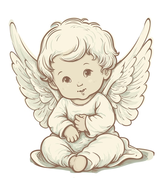 Vetor um desenho de um anjo bebê com asas.