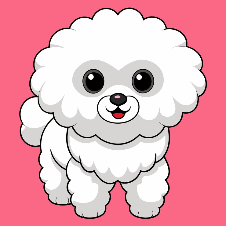 Vetor um desenho de um bichon fris vector kawaii com um fundo rosa