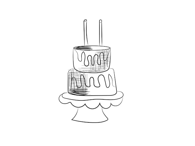 Vetor um desenho de um bolo com um bolo nele