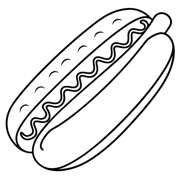 Vetor um desenho de um cachorro-quente com uma linha através dele