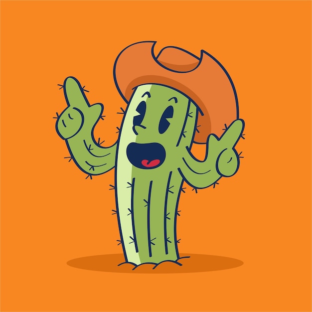 Baixe Personagem de desenho animado do Cowboy em pé ao lado de Cactos PNG -  Creative Fabrica