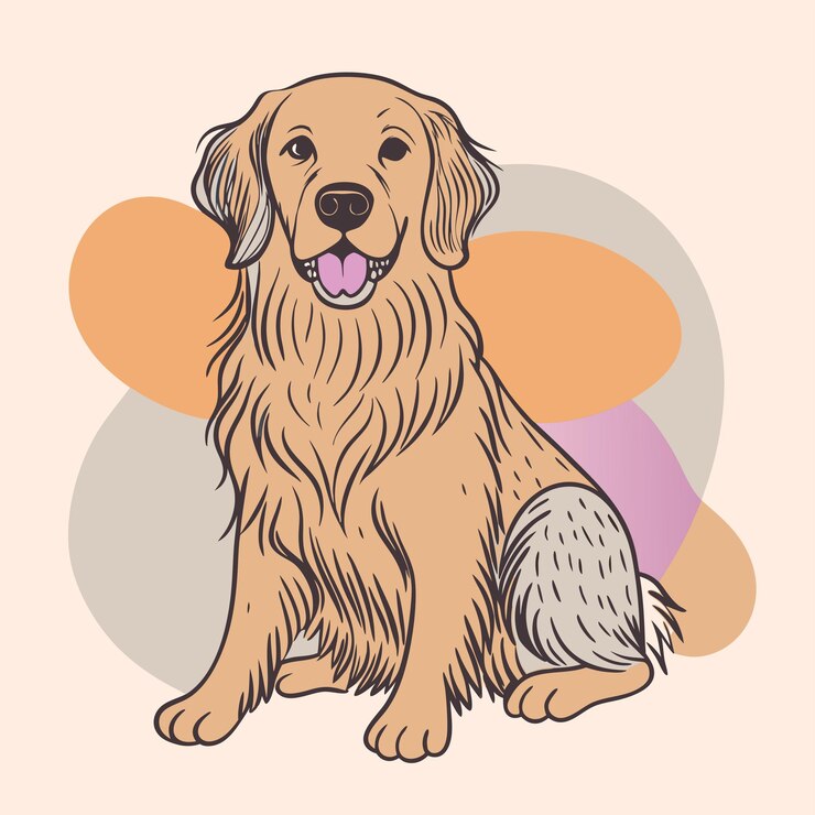 um desenho de um cão com um cão nele