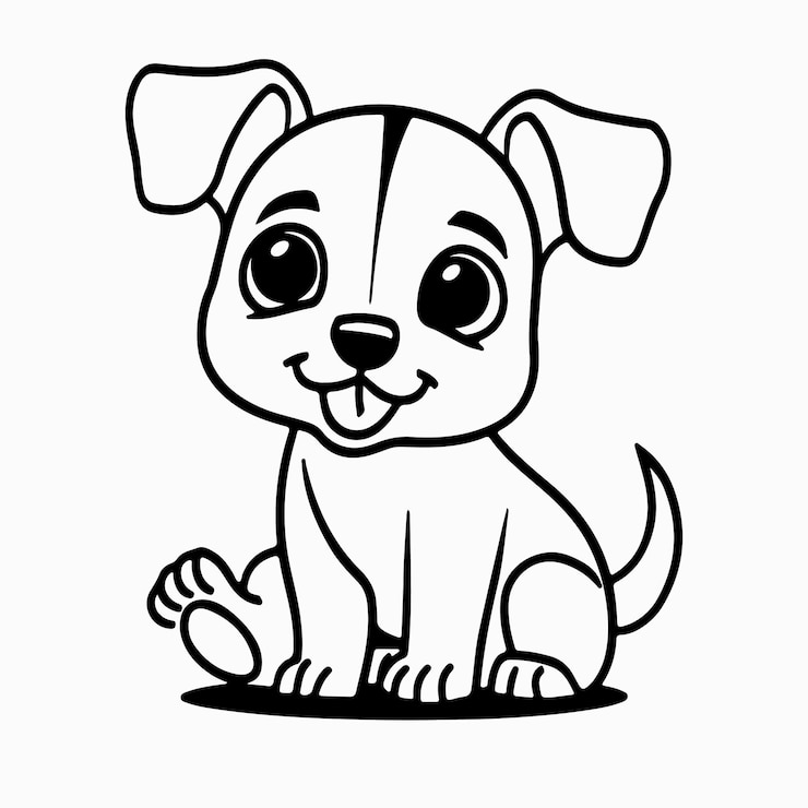 Vetor um desenho de um cão com um contorno preto e um fundo branco