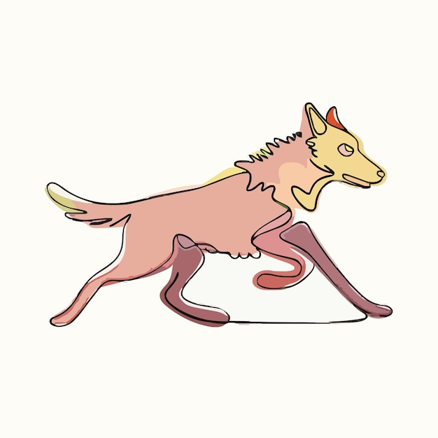 Vetor um desenho de um cão com uma cauda rosa