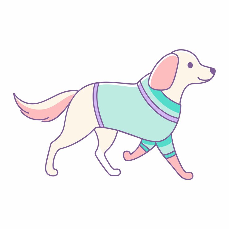 Vetor um desenho de um cão vestindo um colete com um colar que diz "cão"
