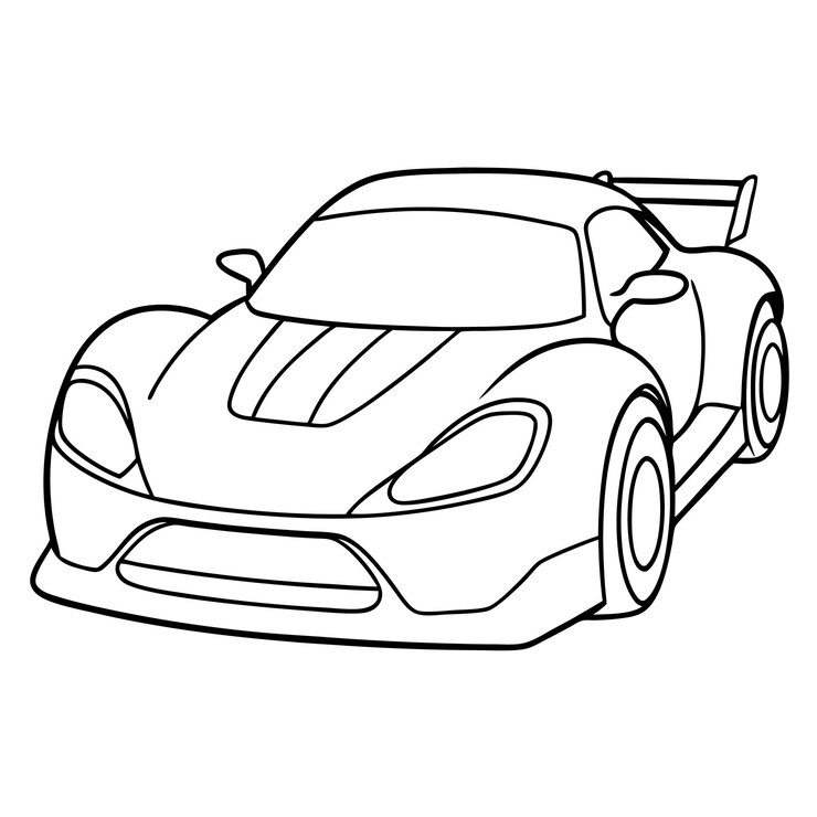 Vetor um desenho de um carro com um capô e o logotipo nele
