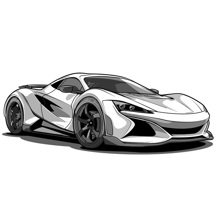 Vetor um desenho de um carro com um capô que diz que é um supercaron