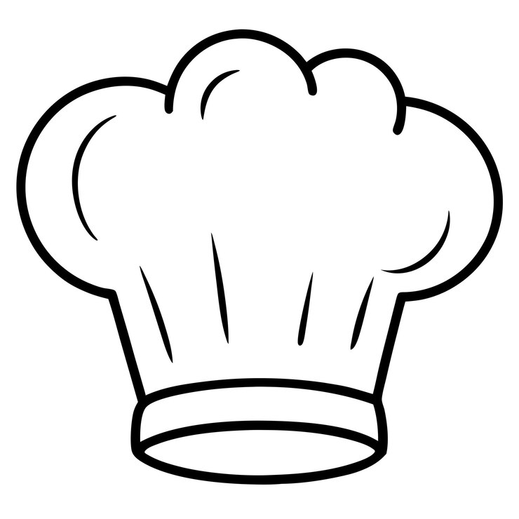 Vetor um desenho de um chapéu de chef com um contorno preto