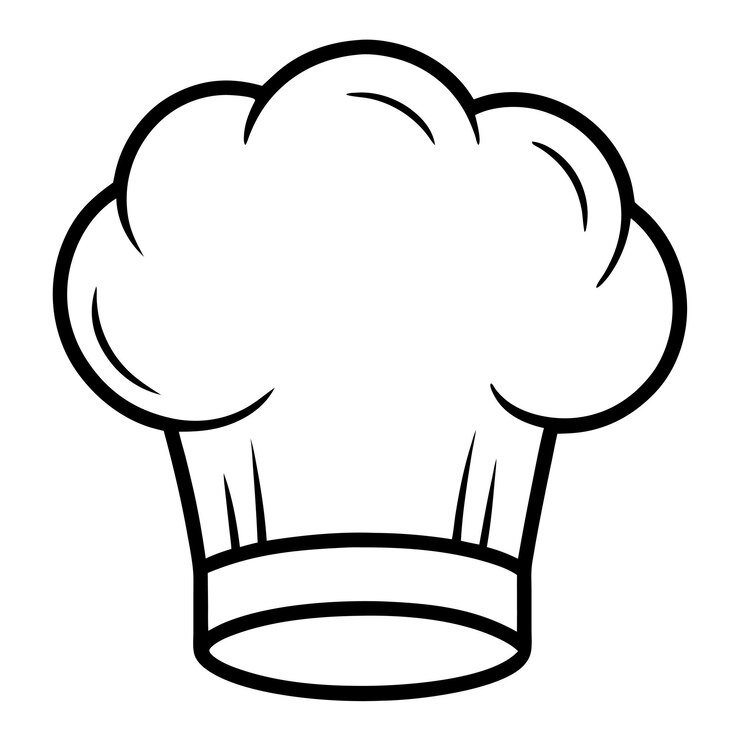 Vetor um desenho de um chapéu de chef com um contorno preto