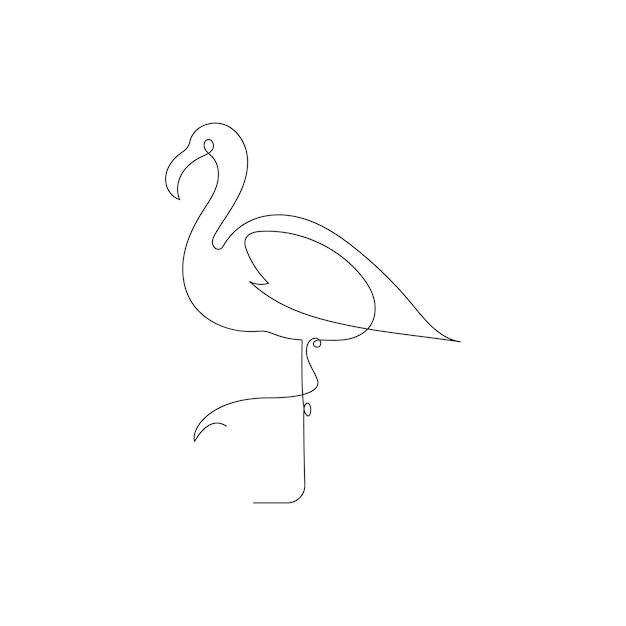 Vetor um desenho de um cisne com um bico rosa e um contorno preto