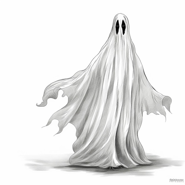 Um desenho de um fantasma com um fantasma nele.