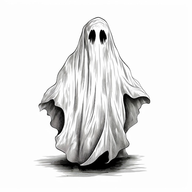 Vetor um desenho de um fantasma com um fantasma nele.