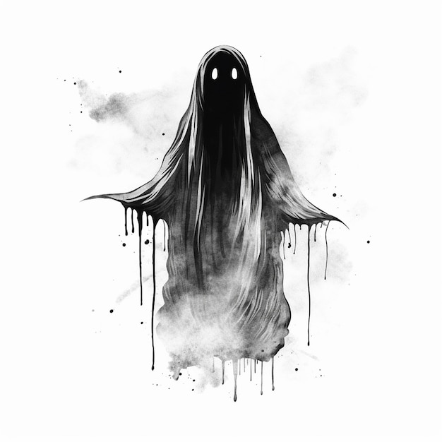 Vetor um desenho de um fantasma com um fantasma nele.