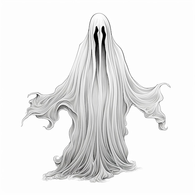 Vetor um desenho de um fantasma com um fundo branco que diz fantasma