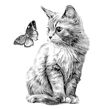 Desenho realista - O gato e a borboleta! The cat and the butterfly