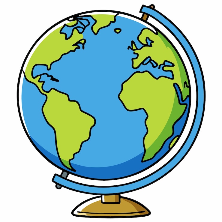 Vetor um desenho de um globo com uma imagem de um globos com a palavra terra nele