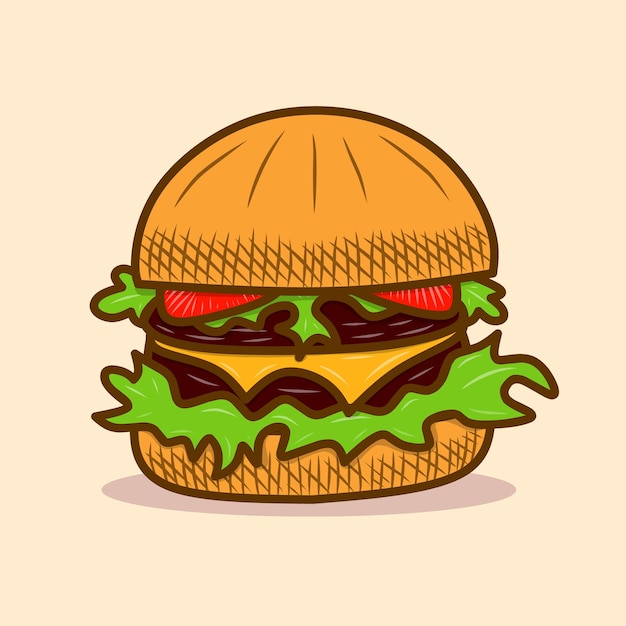 um desenho de um hambúrguer com a palavra hambúrguer nele