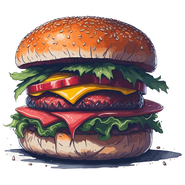 Um desenho de um hambúrguer com um hambúrguer nele