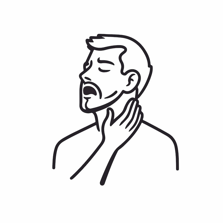 Vetor um desenho de um homem com as mãos no queixo