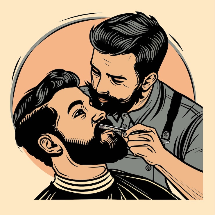 Vetor um desenho de um homem com barba e bigode
