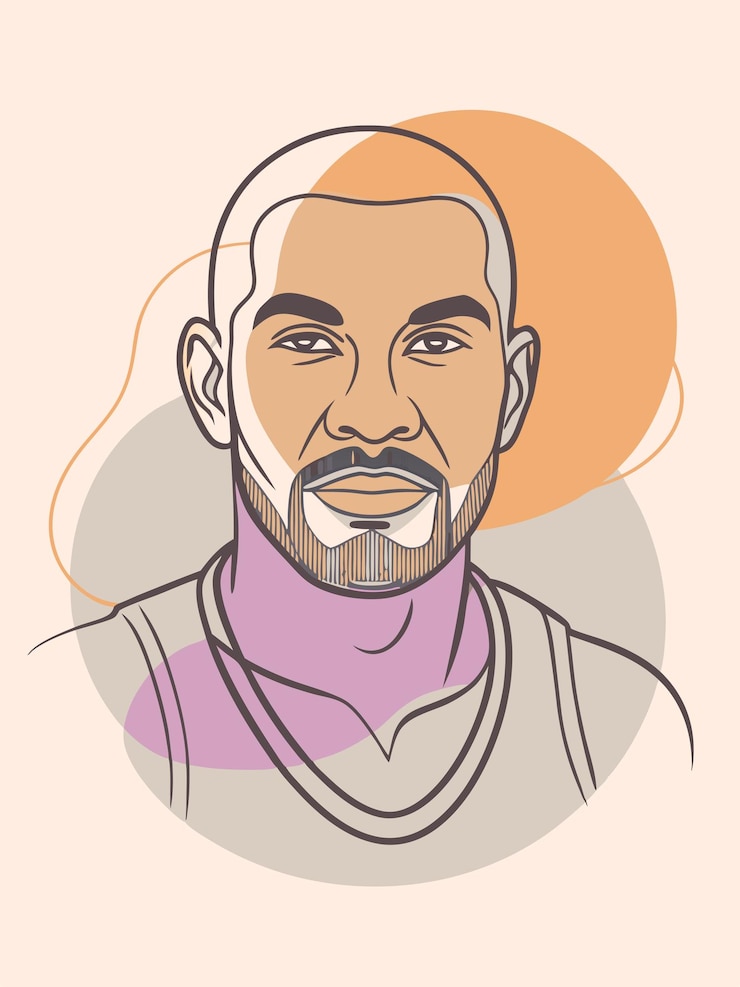 Vetor um desenho de um homem com barba e bigode