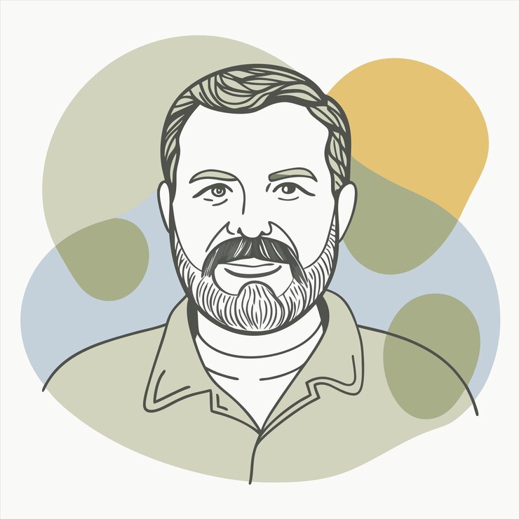 Vetor um desenho de um homem com bigode e barba