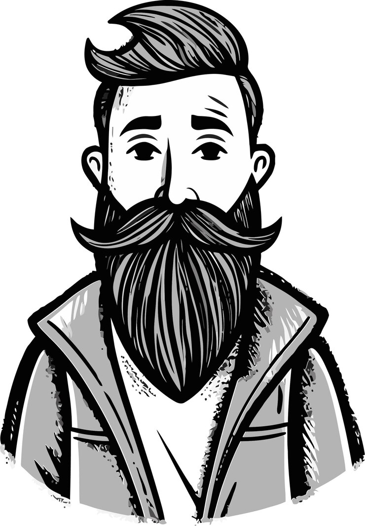 Vetor um desenho de um homem com bigode e barba