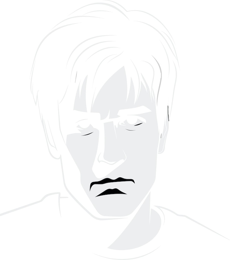 Vetor um desenho de um homem com um rosto branco e um rosto branco