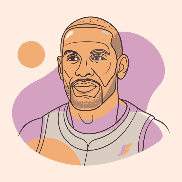 Vetor um desenho de um homem com uma cabeça careca e uma camisa que diz "calva"