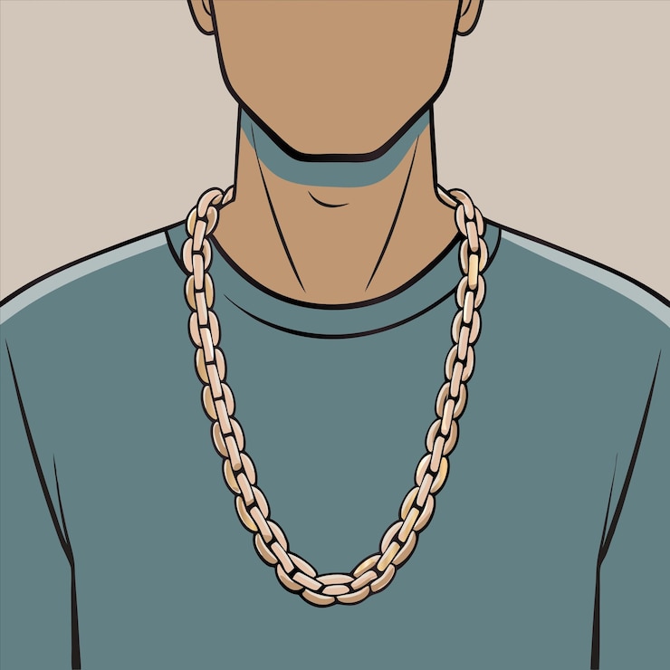 Vetor um desenho de um homem com uma corrente no pescoço