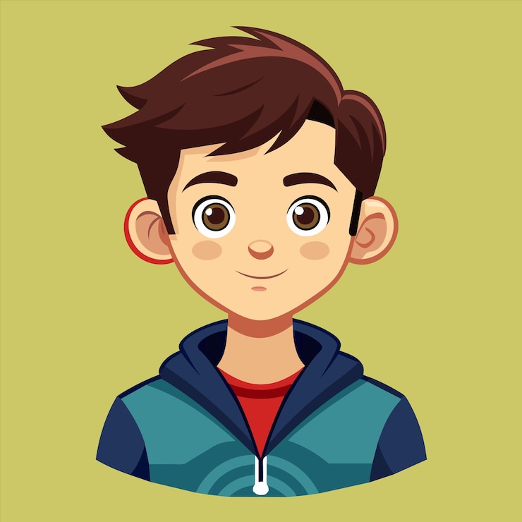 Vetor um desenho de um menino com um estilo de cabelo castanho