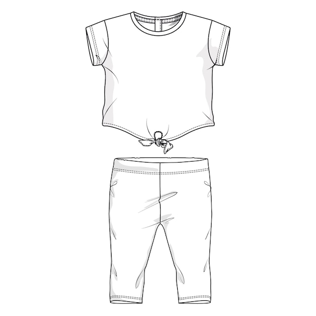 Vetor um desenho de um modelo de ilustração vetorial de camisa e shorts para crianças