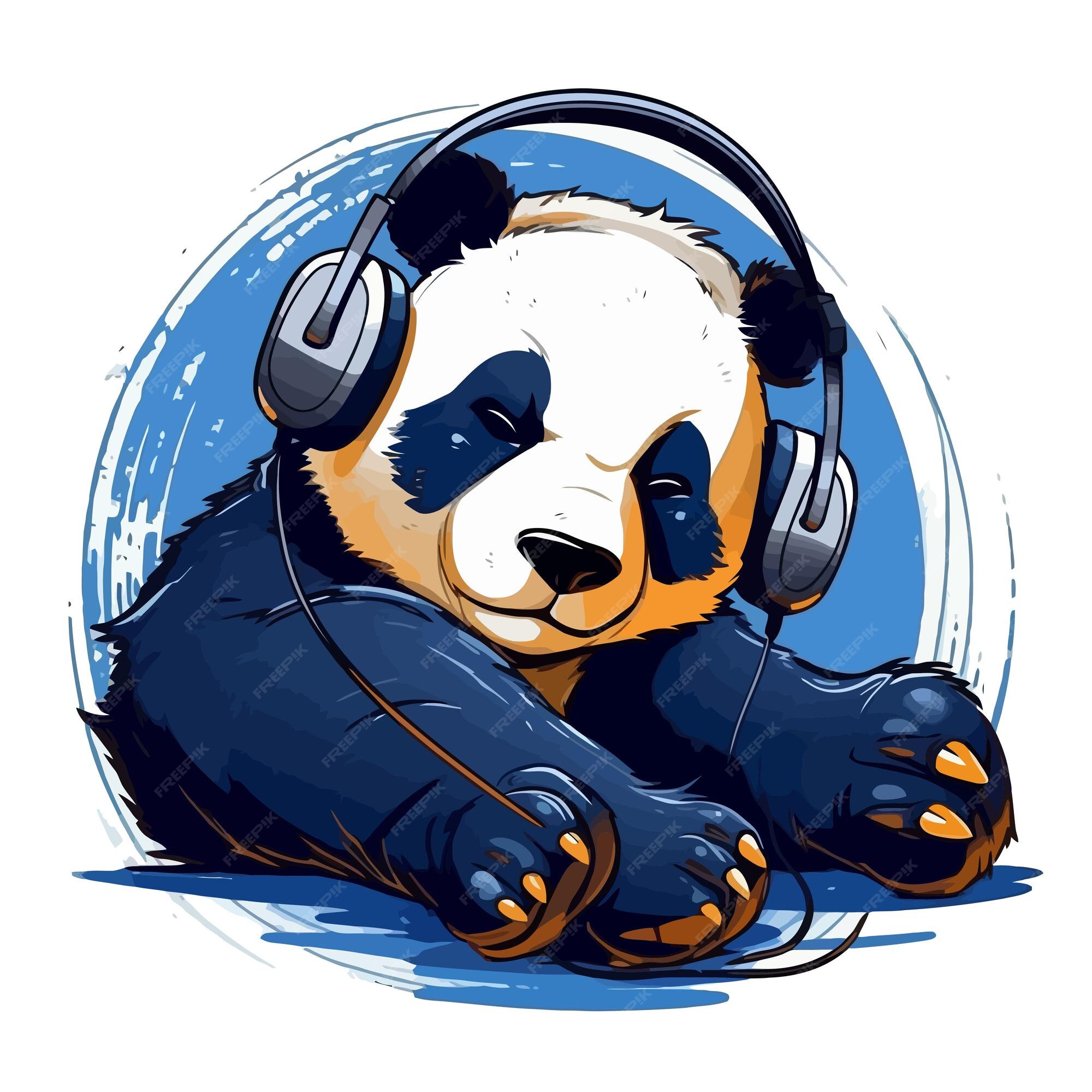 Design PNG E SVG De Panda Com Fones De Ouvido Segurando Uma Xícara De Chá  De Bolha Para Camisetas