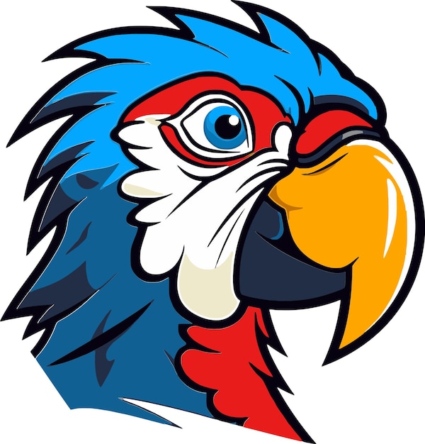 um desenho de um pássaro azul com um bico vermelho e olhos azuis